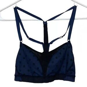 LULULEMON BLACK AND BLUE POLKA DOT SPORTS BRA, SIZE 8